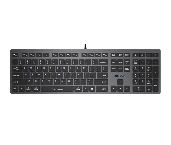 A4tech Klávesnice FX50, kancelářská nízkoprofilová klávesnice, CZ, šedá