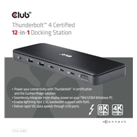 Club3D Dokovací stanice USB-C 12v1, 1xDP, 1xHDMI, 2xUSB-C, 4xUSB, 1xRJ45, černá