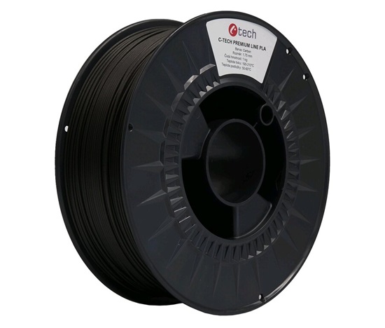 C-TECH Tisková struna (filament) PREMIUM LINE, PLA, carbon, 1,75mm, 1kg