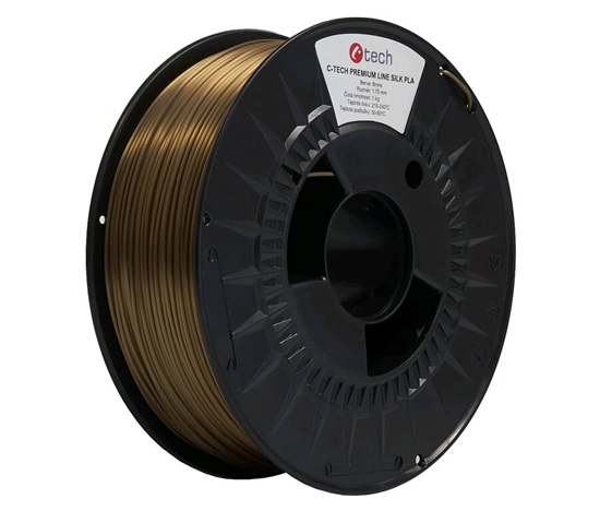 C-TECH Tisková struna (filament) PREMIUM LINE, Silk PLA, bronz, 1,75mm, 1kg