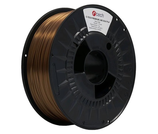 C-TECH Tisková struna (filament) PREMIUM LINE, Silk PLA, měď, 1,75mm, 1kg
