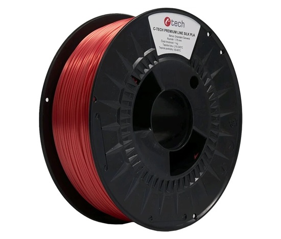 C-TECH Tisková struna (filament) PREMIUM LINE, Silk PLA, orientální červená, RAL3031, 1,75mm, 1kg