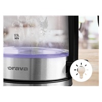 Orava VK-4018 rychlovarná konvice, 2200 W, LED osvětlení, 1.7 l, automatické vypnutí, nerez-skleněný design