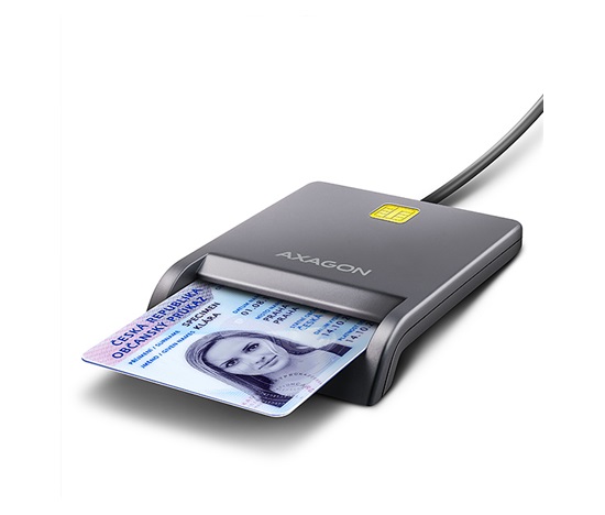 AXAGON CRE-SM3T, USB-A FlatReader čítačka kontaktných kariet ID card (eID klient), kábel 1.3 m