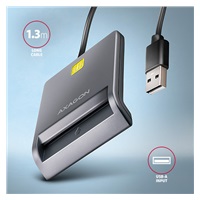 AXAGON CRE-SM3T, USB-A FlatReader čítačka kontaktných kariet ID card (eID klient), kábel 1.3 m