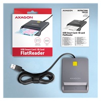 AXAGON CRE-SM3T, USB-A FlatReader čítačka kontaktných kariet ID card (eID klient), kábel 1.3 m