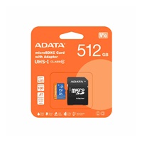 ADATA MicroSDXC karta 512GB Premier UHS-I C10 V10 (R:100/W:25 MB/s) + SD adaptér