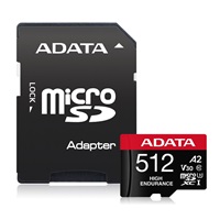 ADATA MicroSDXC karta 512GB High Endurance UHS-I C10 V30 A2 (R:100/W:85 MB/s) + SD adaptér