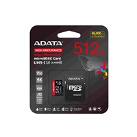 ADATA MicroSDXC karta 512GB High Endurance UHS-I C10 V30 A2 (R:100/W:85 MB/s) + SD adaptér