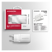 AXAGON ACU-PD30W, Sil nabíjačka do siete 30W, 1x port USB-C, PD3.0/PPS/QC4+/SFC/AFC/Apple, biela