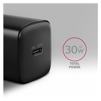 AXAGON ACU-PD30, Sil nabíjačka do siete 30W, 1x port USB-C, PD3.0/PPS/QC4+/SFC/AFC/Apple, čierna