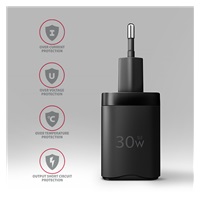 AXAGON ACU-PD30, Sil nabíjačka do siete 30W, 1x port USB-C, PD3.0/PPS/QC4+/SFC/AFC/Apple, čierna
