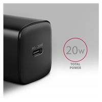 AXAGON ACU-PD20, nabíjačka do siete 20W, 1x port USB-C, PD3.0/PPS/QC4+/AFC/Apple, čierna