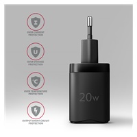 AXAGON ACU-PD20, nabíjačka do siete 20W, 1x port USB-C, PD3.0/PPS/QC4+/AFC/Apple, čierna