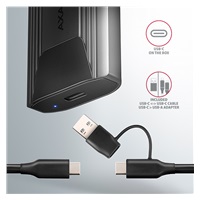 AXAGON EEM2-GTS2, 10Gbps USB-C - M.2 NVMe & SATA SSD kovový THIN box, bez skrutiek