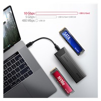 AXAGON EEM2-GTS2, 10Gbps USB-C - M.2 NVMe & SATA SSD kovový THIN box, bez skrutiek