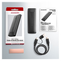AXAGON EEM2-GTS2, 10Gbps USB-C - M.2 NVMe & SATA SSD kovový THIN box, bez skrutiek
