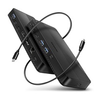 AXAGON HMC-U4, USB4 40Gbps dock, 3x USB-A, 2x USB-C, HDMI a DP 8K/30Hz, RJ-45, SD/mSD, audio, PD 100W, kábel USB-C 80cm