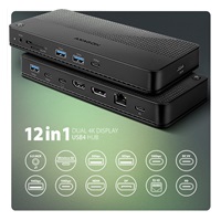 AXAGON HMC-U4, USB4 40Gbps dock, 3x USB-A, 2x USB-C, HDMI a DP 8K/30Hz, RJ-45, SD/mSD, audio, PD 100W, kábel USB-C 80cm