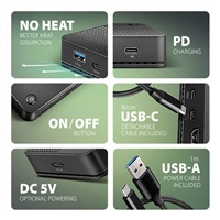 AXAGON HMC-U4, USB4 40Gbps dock, 3x USB-A, 2x USB-C, HDMI a DP 8K/30Hz, RJ-45, SD/mSD, audio, PD 100W, kábel USB-C 80cm