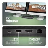 AXAGON HMC-U4, USB4 40Gbps dock, 3x USB-A, 2x USB-C, HDMI a DP 8K/30Hz, RJ-45, SD/mSD, audio, PD 100W, kábel USB-C 80cm