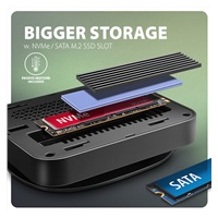 AXAGON HMC-UFO, USB 10Gbps hub, 2x USB-A, USB-C, HDMI 4k/60, RJ-45, M.2 slot, SD/mSD, audio, PD 100W, kábel USB-C 65cm