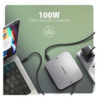 AXAGON HMC-UFO, USB 10Gbps hub, 2x USB-A, USB-C, HDMI 4k/60, RJ-45, M.2 slot, SD/mSD, audio, PD 100W, kábel USB-C 65cm