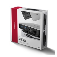 AXAGON HMC-UFO, USB 10Gbps hub, 2x USB-A, USB-C, HDMI 4k/60, RJ-45, M.2 slot, SD/mSD, audio, PD 100W, kábel USB-C 65cm