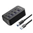 PREMIUMCORD Hub USB 3.2, 4-portový s vypínači portů, 5G SuperSpeed, Černá