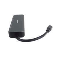 PREMIUMCORD Adaptér USB-C na Gigabit 10/100/1000Mbps + 1x HDMI,  2x USB3.2, 1x PD 100W konektor, Šedá