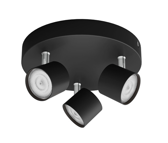 PHILIPS bodové světlo STAR plate/spiral black 3x4.5W SELV Dim - černá