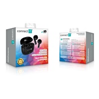 CONNECT IT Sluchátka True Wireless SonicBass, špunty do uší s mikrofonem, Bluetooth, černá