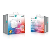 CONNECT IT Sluchátka True Wireless SonicBass, špunty do uší s mikrofonem, Bluetooth, bílá