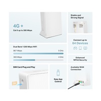 Mercusys MB230-4G WiFi5 router (AC1200, 4G LTE Cat6, 2,4GHz/5GHz,1xGbE LAN/WAN,1xGbE LAN,1xnanoSIM)