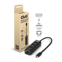 Club3D Dokovací stanice USB-C 4v1, 3xUSB, 1xRJ45, černá