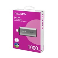 ADATA External SSD 1TB SC750, USB-C 3.2 Gen2, Černá
