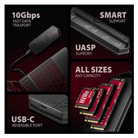 AXAGON EEM2-GAM, USB-C 10Gbps - NVMe & SATA SSD GAME M.2 box, bez skrutiek