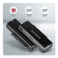 AXAGON ADSA-FPX, USB-C 10Gbps - SATA 6G, 2.5"/3.5" SSD/HDD FAST PORT X adaptér, vrátane AC napájača