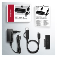 AXAGON ADSA-FPX, USB-C 10Gbps - SATA 6G, 2.5"/3.5" SSD/HDD FAST PORT X adaptér, vrátane AC napájača