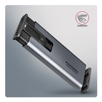 AXAGON EEM2-SD2 USB-C 10Gbps - M.2 NVMe & SATA SSD kovový DISPLAY box, bez skrutiek