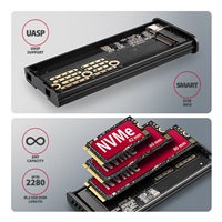 AXAGON EEM2-SD2 USB-C 10Gbps - M.2 NVMe & SATA SSD kovový DISPLAY box, bez skrutiek