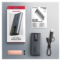 AXAGON EEM2-SD2 USB-C 10Gbps - M.2 NVMe & SATA SSD kovový DISPLAY box, bez skrutiek