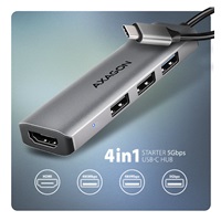 AXAGON HMC-H3A, USB 5Gbps hub, 3x USB-A, HDMI 4k/30Hz, kábel USB-C 15cm