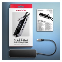 AXAGON HMC-6GLN, USB 5Gbps hub, 2x USB-A, USB-C, HDMI 4k/60Hz, RJ-45 GLAN, PD 100W, kábel USB-C 20cm