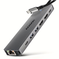 AXAGON HMC-7HX2, USB 5Gbps hub, 2x USB-A, USB-C, 2x HDMI 4k/60Hz, RJ-45 GLAN, PD 100W, kábel USB-C 15cm