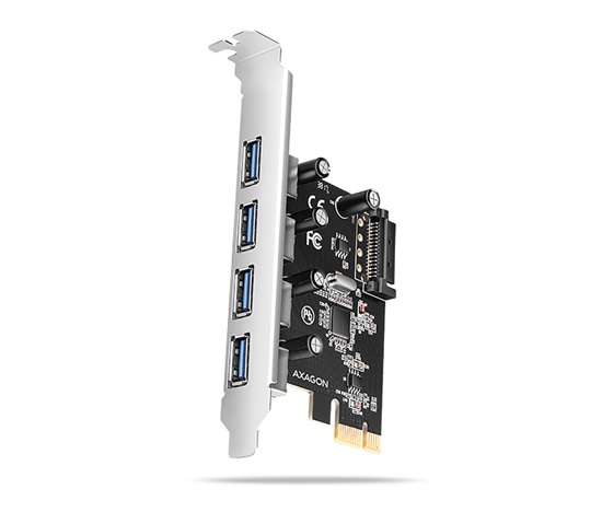 AXAGON PCEU-430RS, PCIe radič, 4x USB 5Gbps port, SATA napájanie, Renesas PD720201, SP