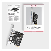 AXAGON PCEU-430RS, PCIe radič, 4x USB 5Gbps port, SATA napájanie, Renesas PD720201, SP