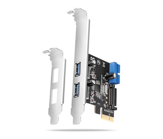 AXAGON PCEU-232RS, PCIe radič, 2+2x USB 5Gbps port, SATA napájanie, Renesas PD720201, SP & LP