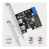 AXAGON PCEU-232RS, PCIe radič, 2+2x USB 5Gbps port, SATA napájanie, Renesas PD720201, SP & LP