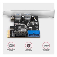 AXAGON PCEU-232RS, PCIe radič, 2+2x USB 5Gbps port, SATA napájanie, Renesas PD720201, SP & LP